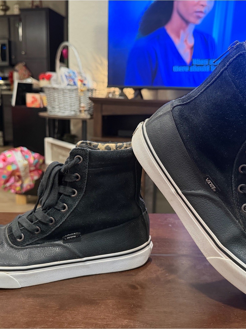 Vans Black Zip Up High-Top Leather and Suede Sneakers